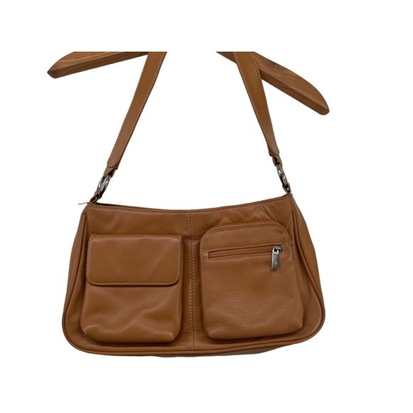 Biacci Genuine Leather Purse Butterscotch Tan Zipper Pockets Classic Modest Bag - Picture 1 of 13